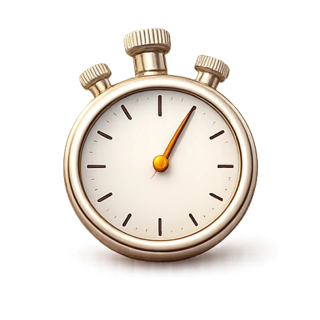 Un chronomètre doré avec un cadran blanc et une aiguille orange pointant vers le haut. Il symbolise la gestion du temps ou les délais administratifs au Luxembourg.