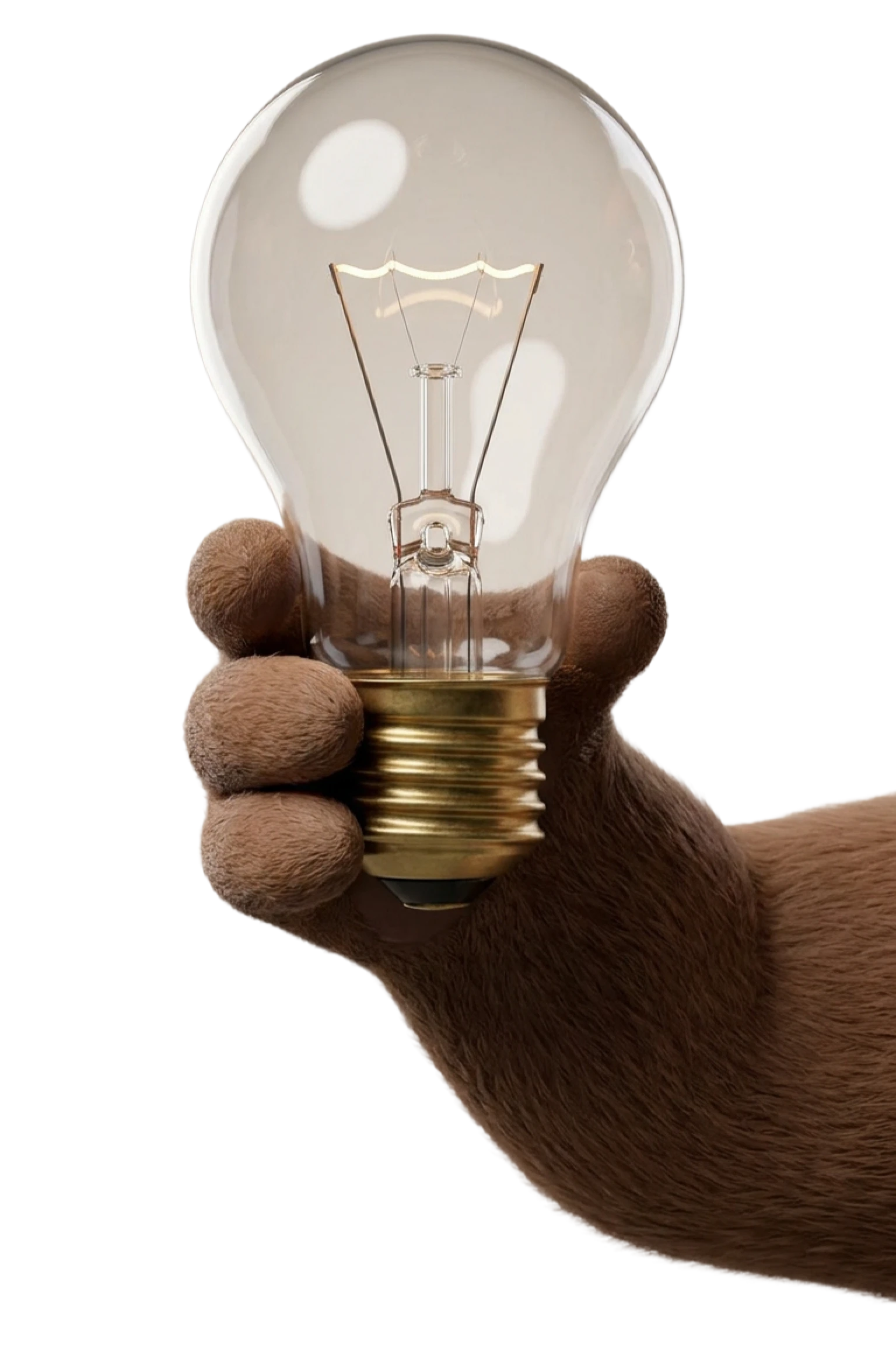 Main fourrure tenant une ampoule allumée, symbolisant une idée ou une solution pour les démarches administratives au Luxembourg.