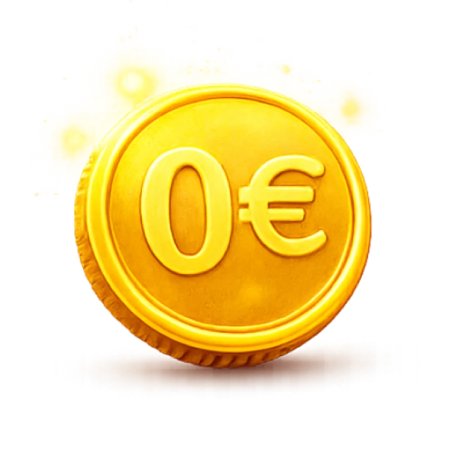 Pièce de monnaie dorée brillante affichant le symbole 0€, entourée d'une aura lumineuse. Elle évoque la gratuité ou l'absence de frais pour les résidents au Luxembourg.